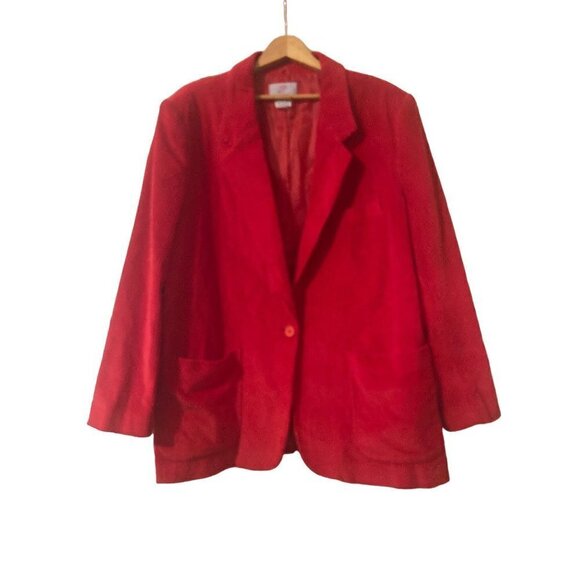 JP Collections Womans Blazer SZ 24 Vintage Red Corduroy Jacket Pockets Lined VGC - Picture 2 of 5